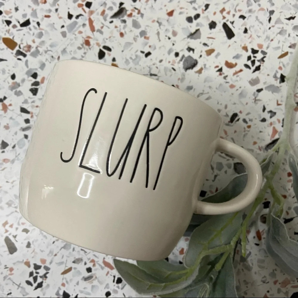 RAE DUNN SLURP Ceramic Mug Rounded 24oz Off White Black Lettering NEW - Picture 5 of 5